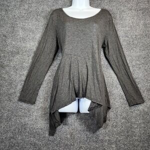 Susan Lawrence Women's Handkerchief Hem Tunic Lagenlook Stretch Long Sleeve XL